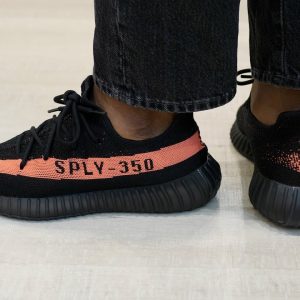 Yeezy Boost 350 V2 Core Black Red On Feet – Striking Style